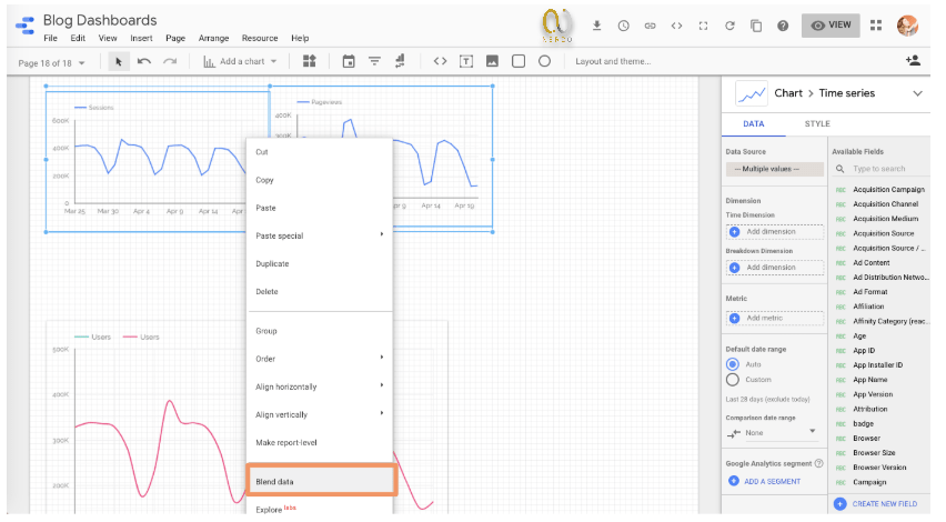 blended data در data studio